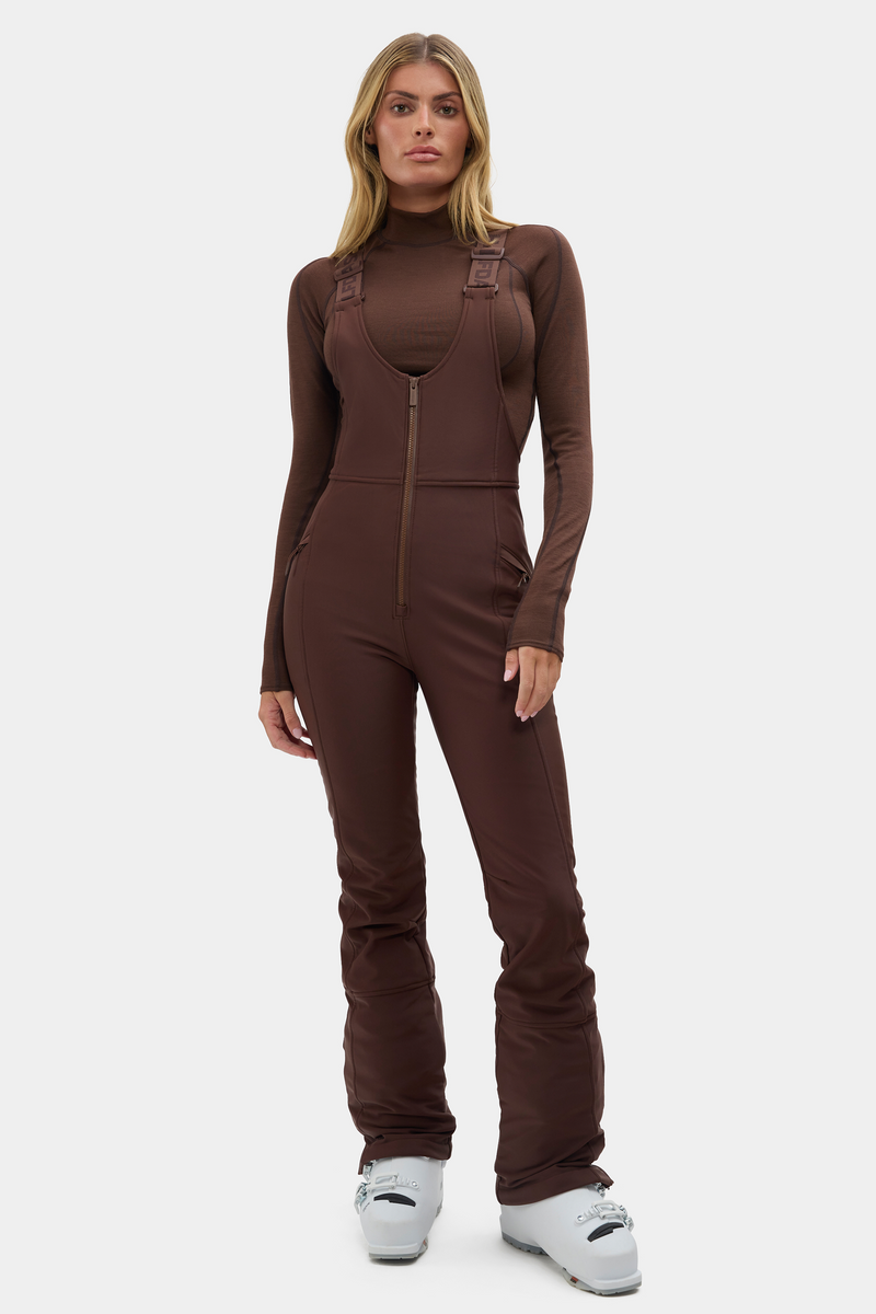 Halfdays | Isabel Soft Shell Bib Pant in Spiked Cocoa Halfdays | Isabel Soft Shell Bib Pant in Spiked Cocoa