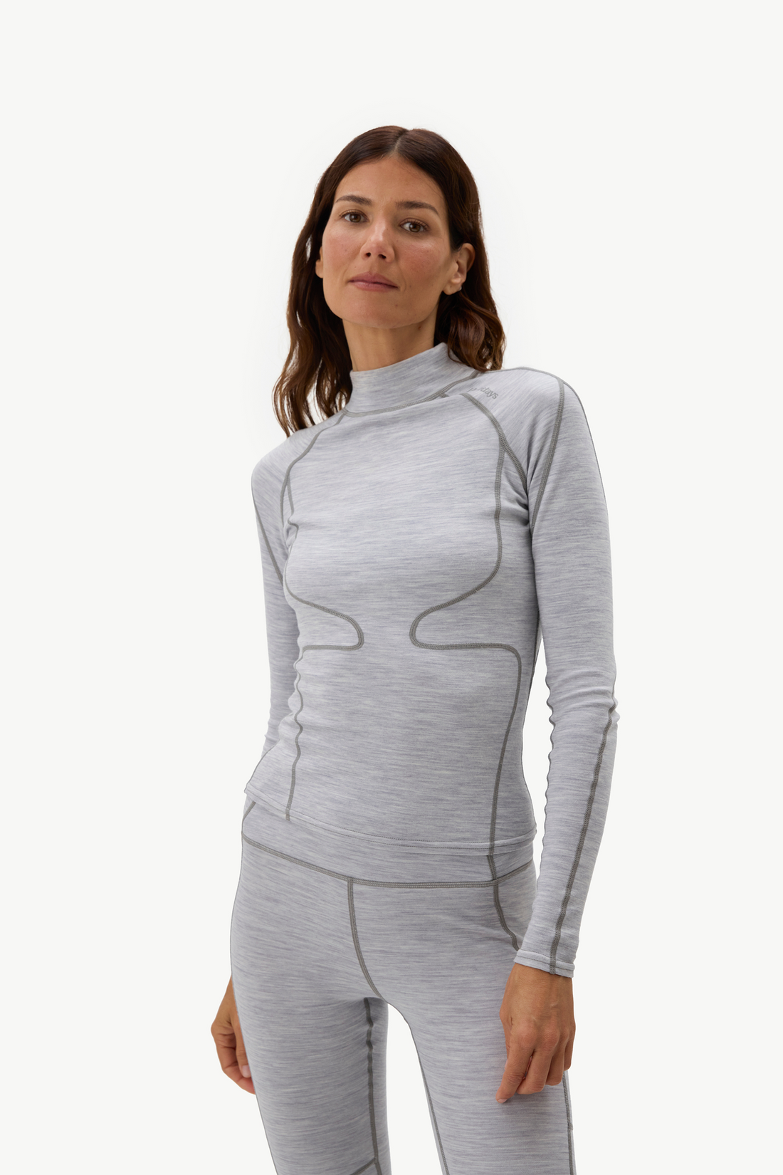 Fay Midweight Merino Top - Heather Grey