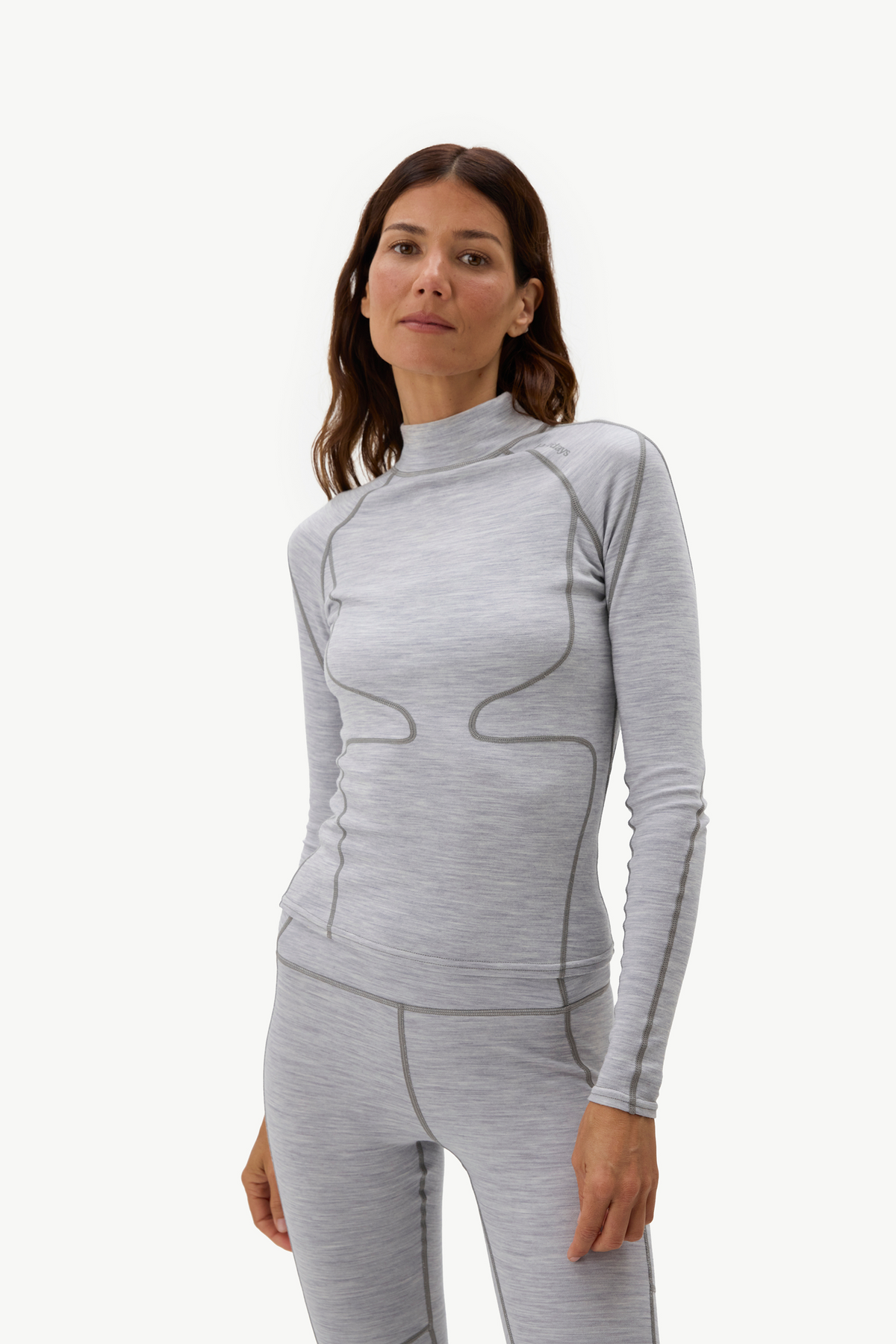 Fay Midweight Merino Top - Heather Grey