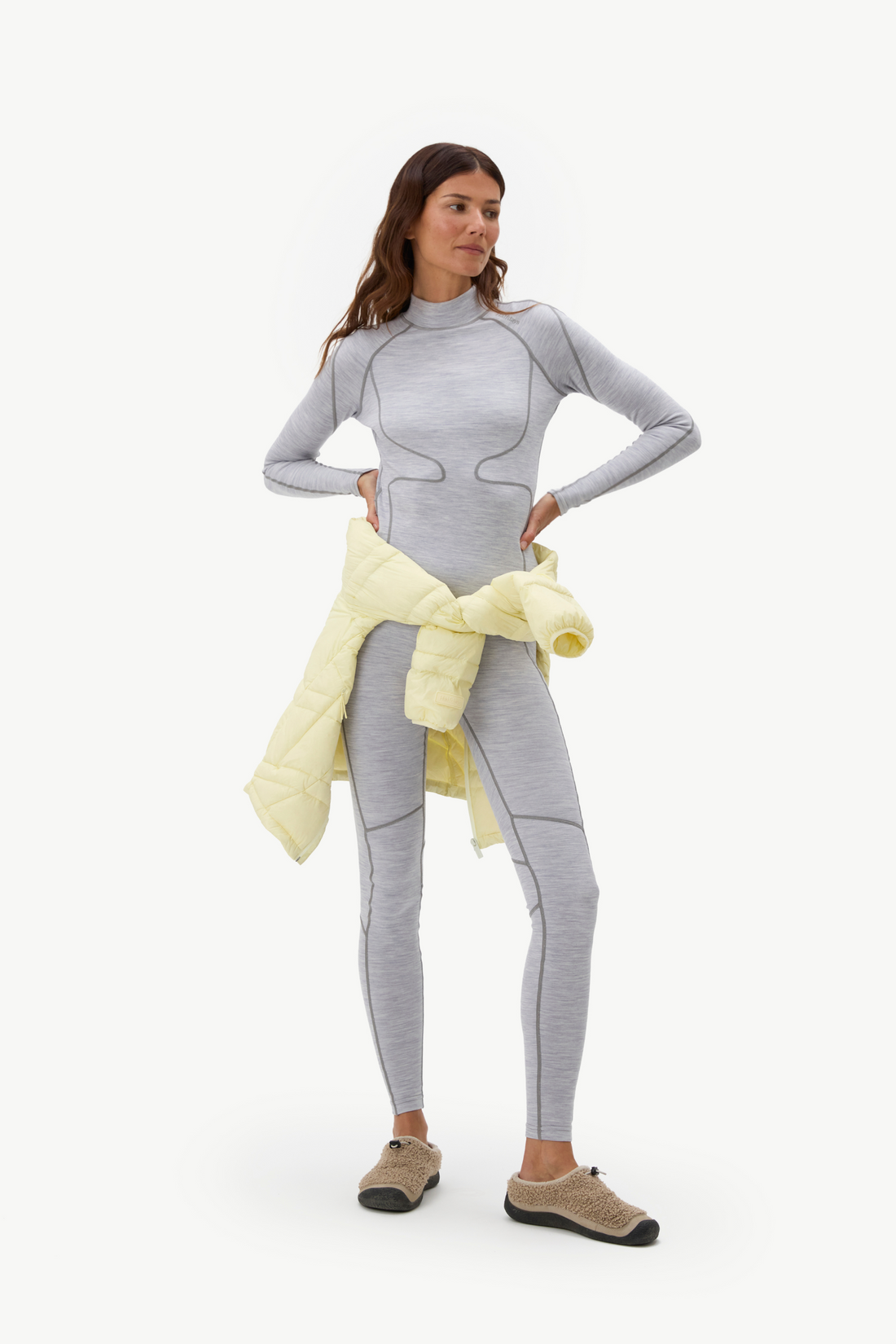 Fay Midweight Merino Top - Heather Grey
