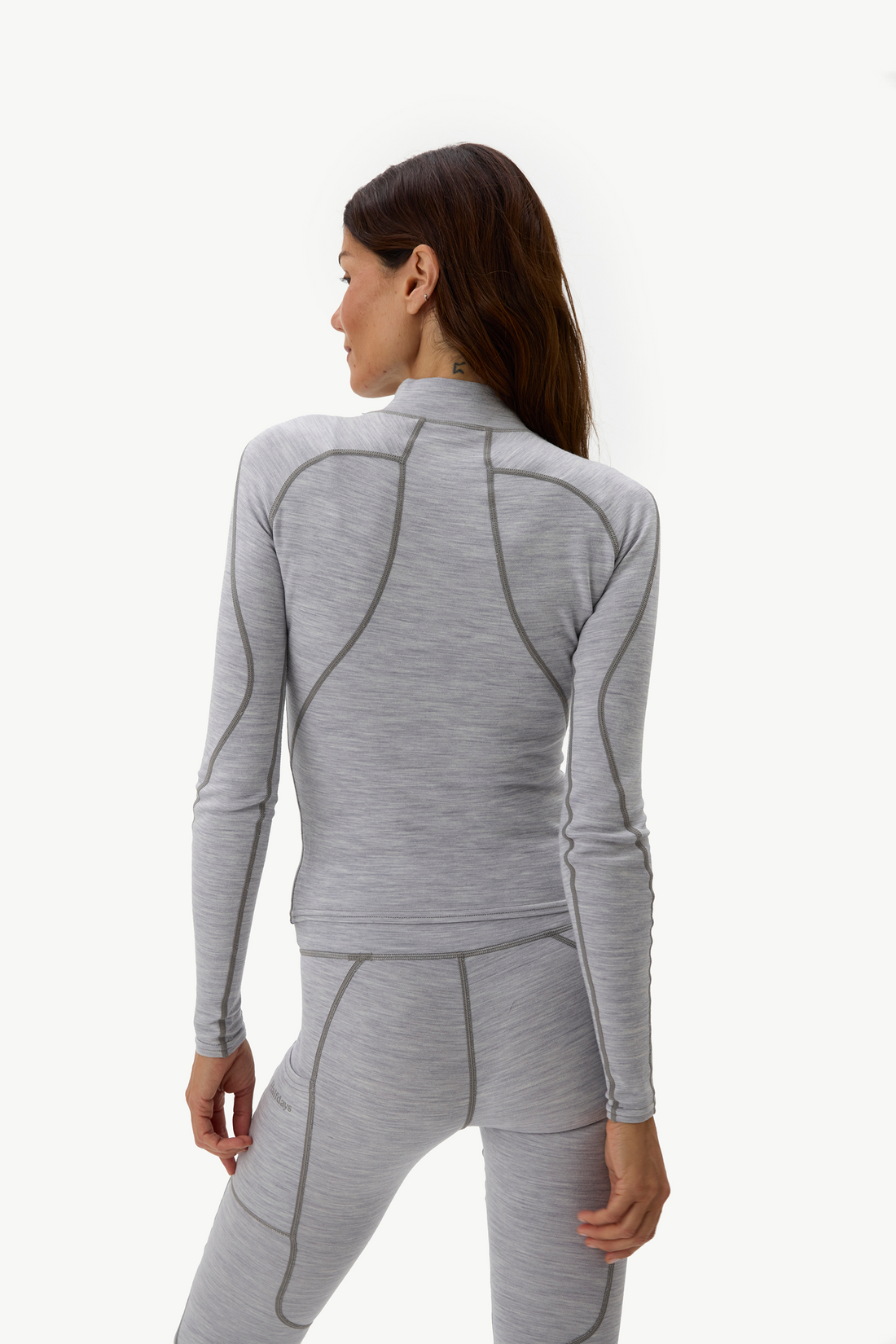 Fay Midweight Merino Top - Heather Grey