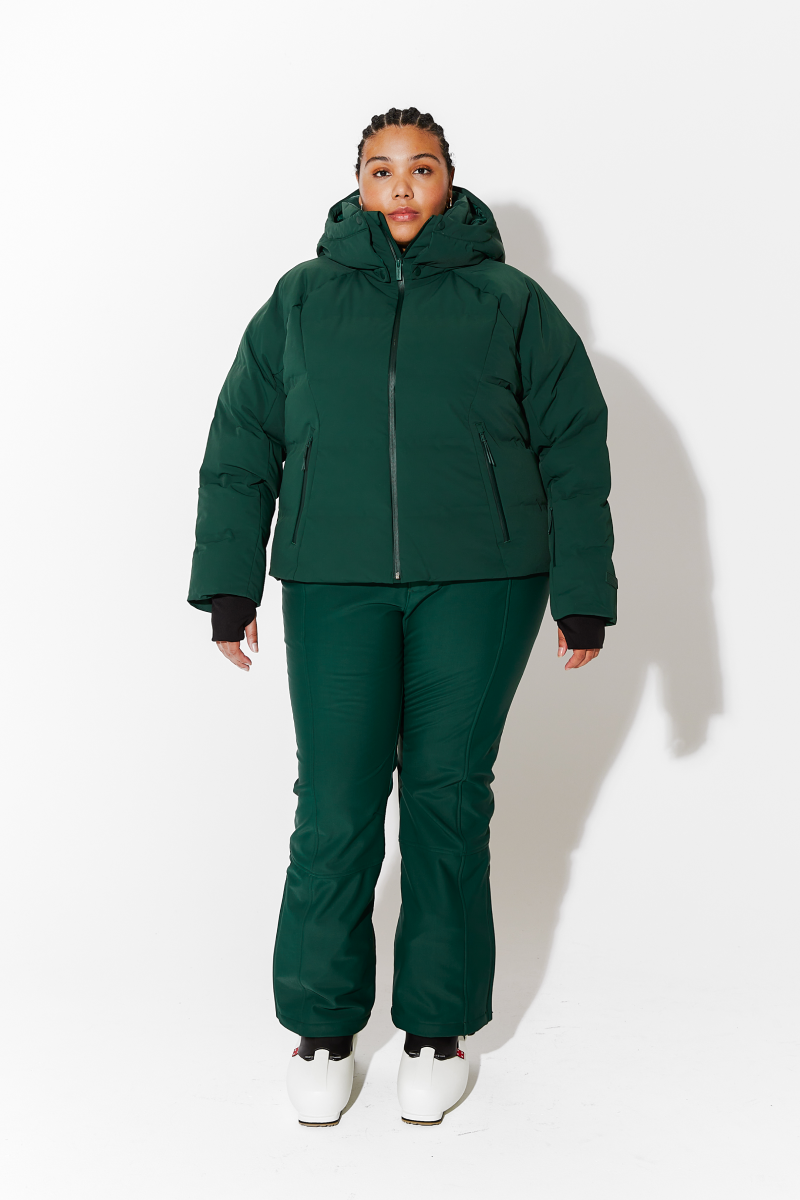 Emerald green puffer jacket top women's