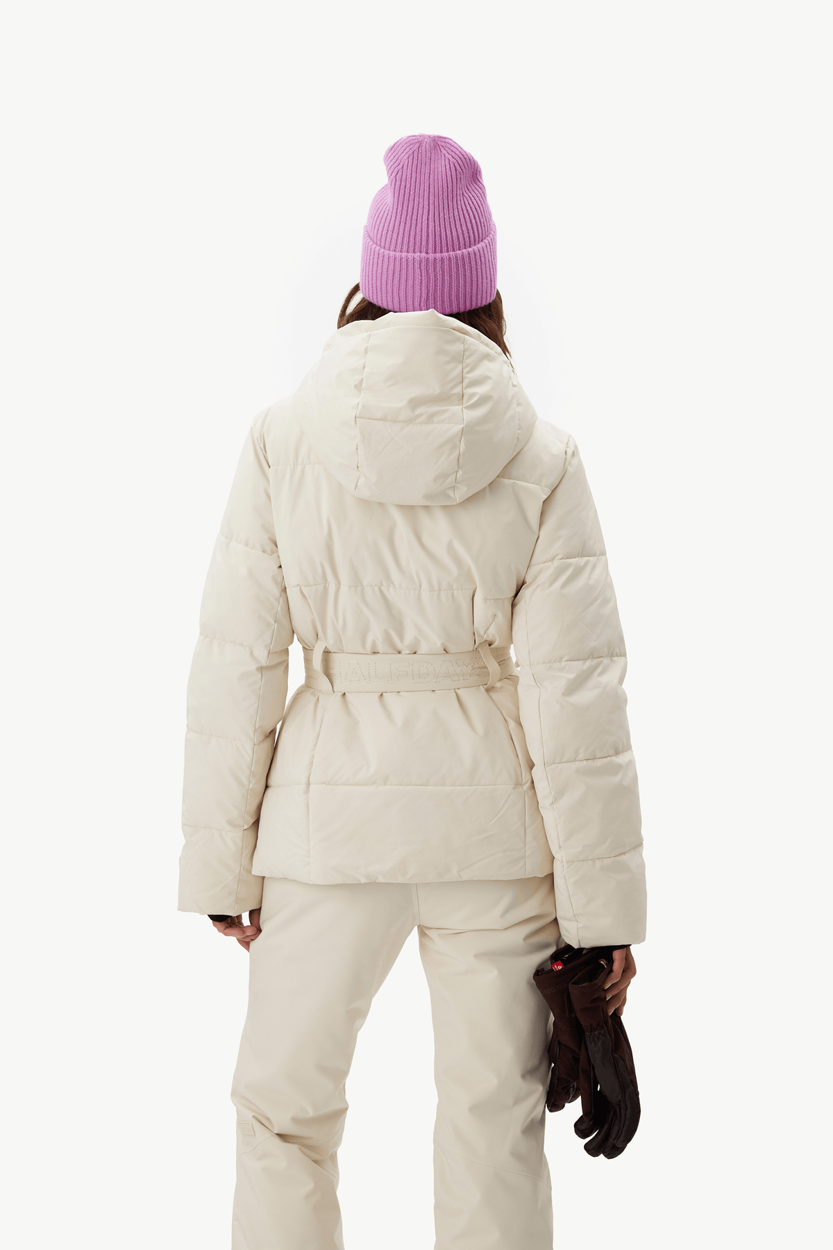 Hedy Belted Puffer - Oat Milk