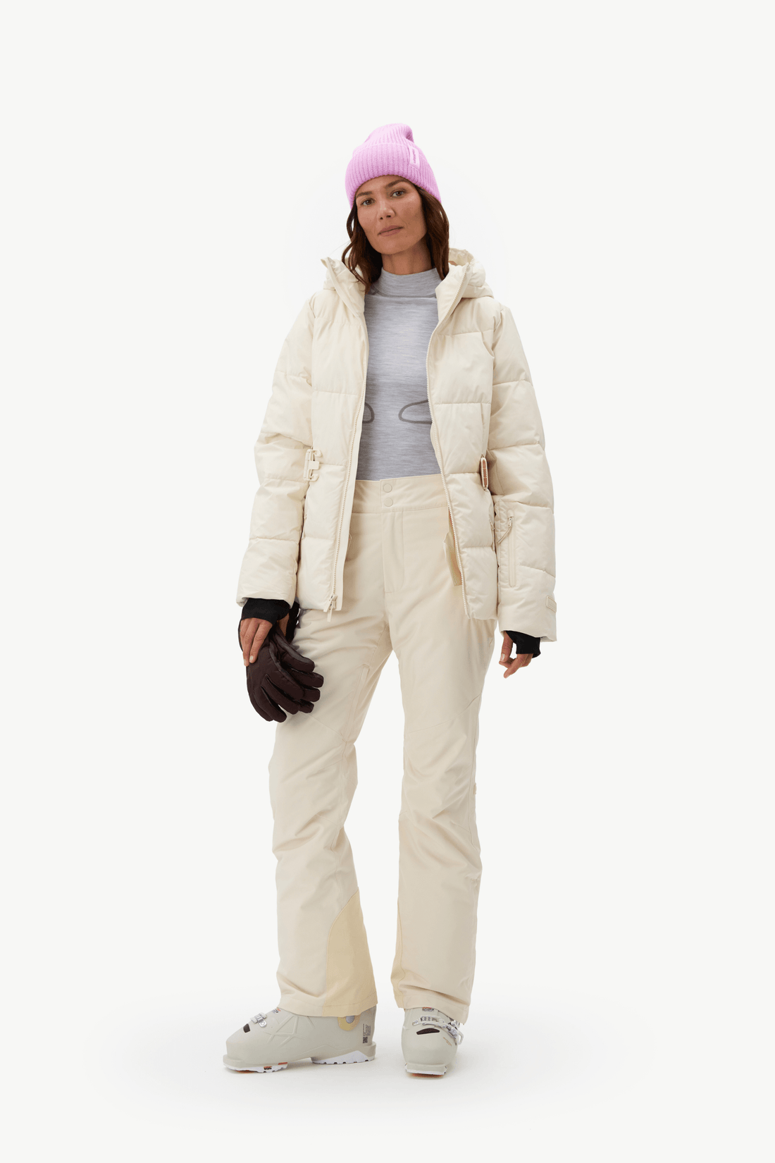 Hedy Belted Puffer - Oat Milk
