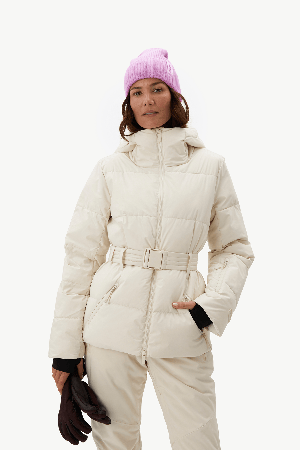 Hedy Belted Puffer - Oat Milk