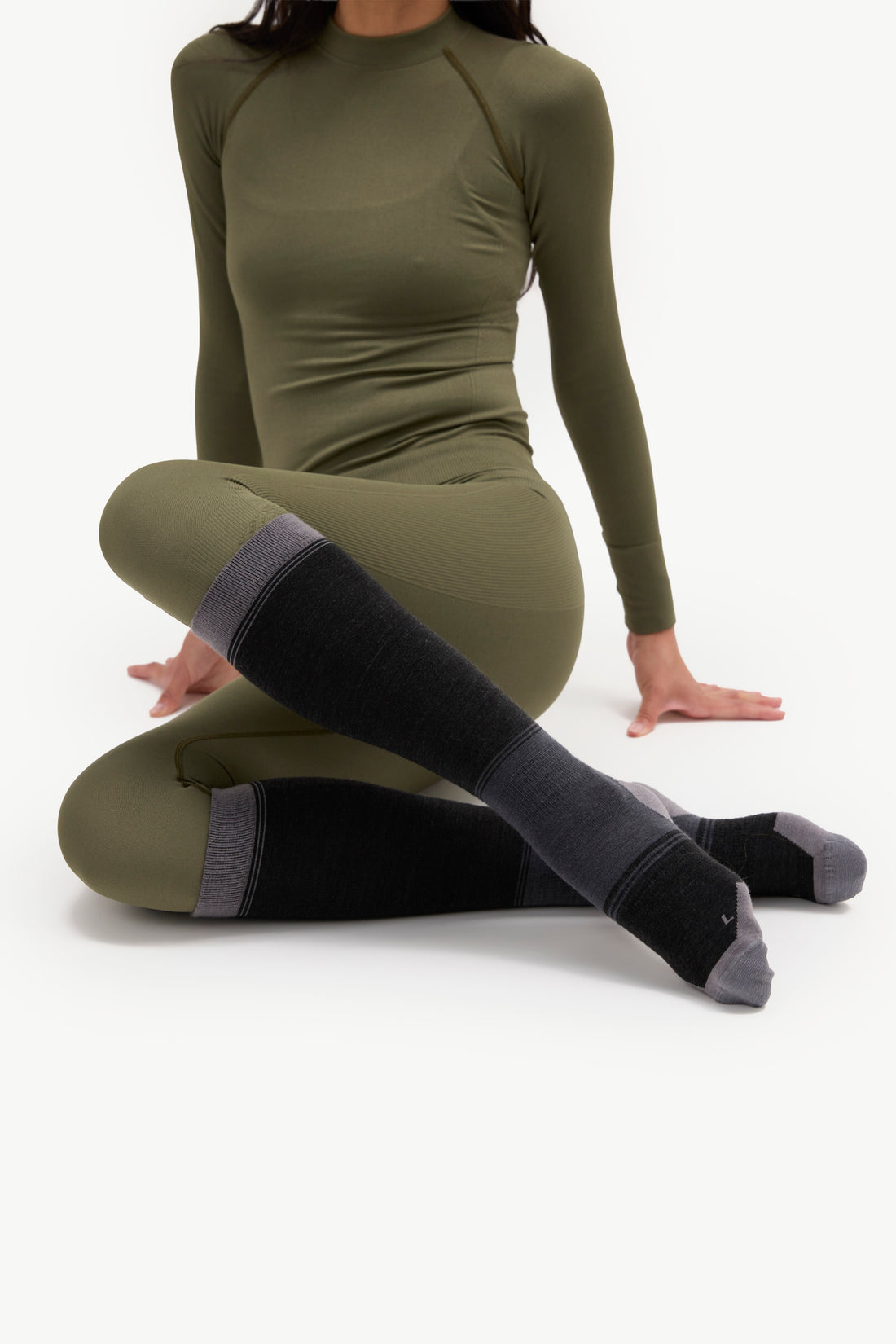 Light Cushion Ski Sock - Black/Asphalt/Thunder