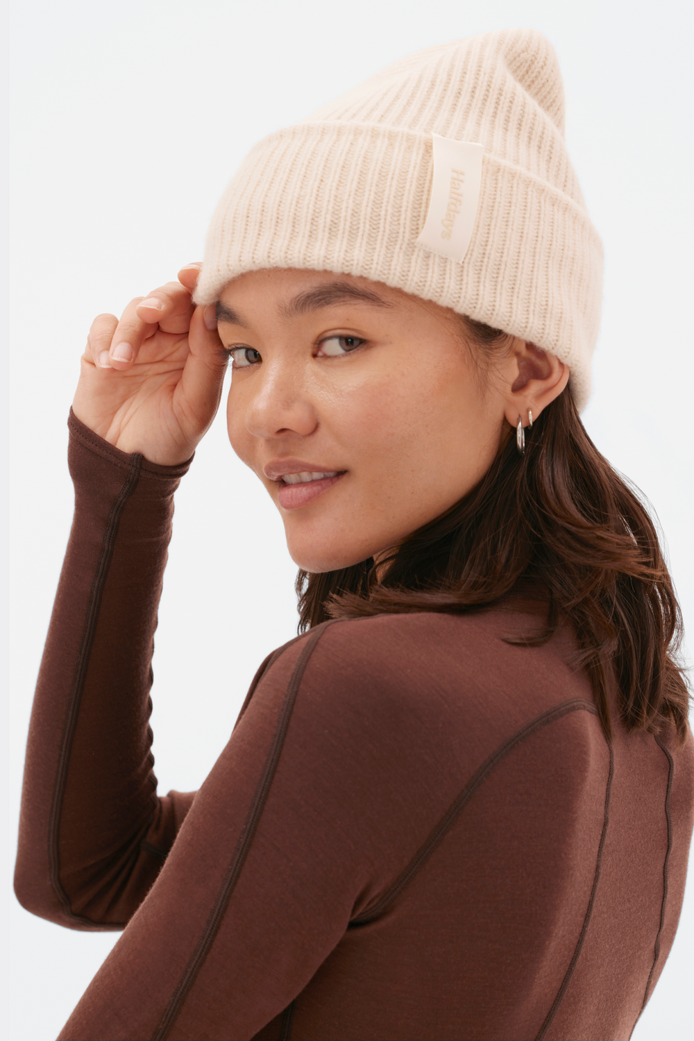 Merino Wool Baby Beanie in Oatmeal main image 1