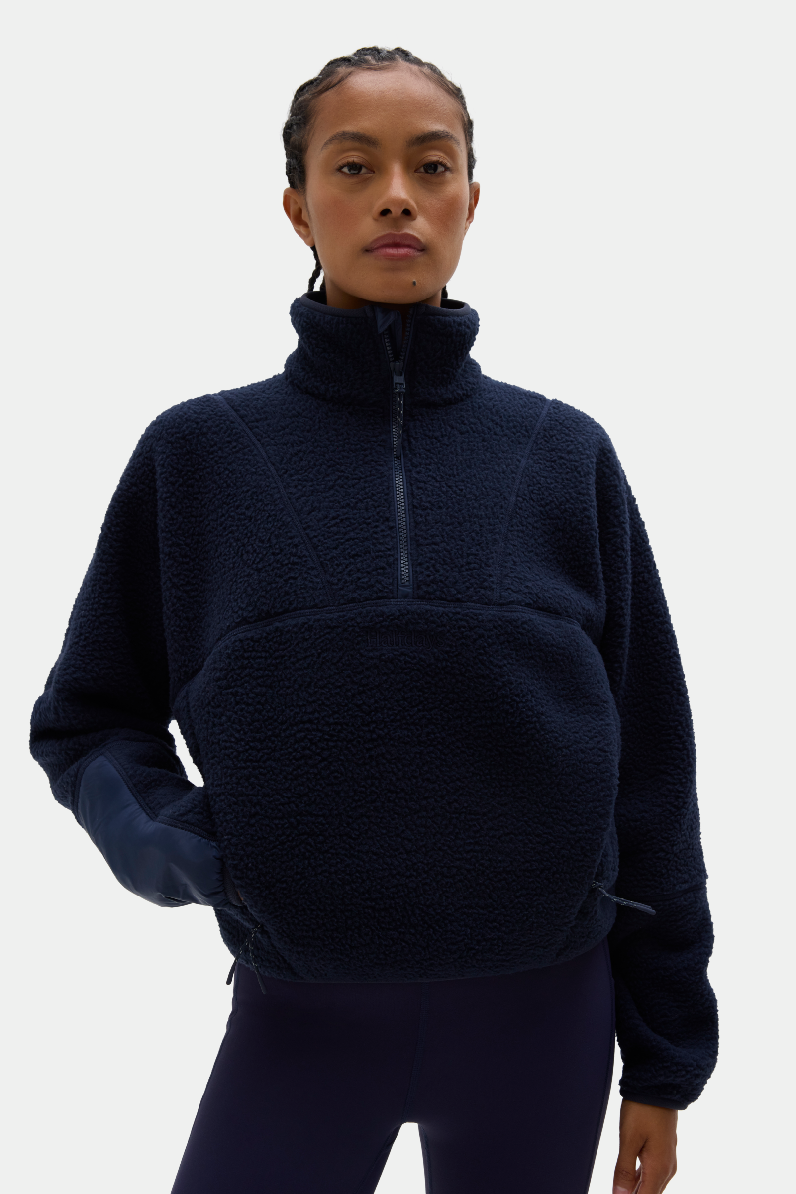 RIER half zip fleece ネイビー RIER | Natural fleece navy | Made in Austria | Rier
