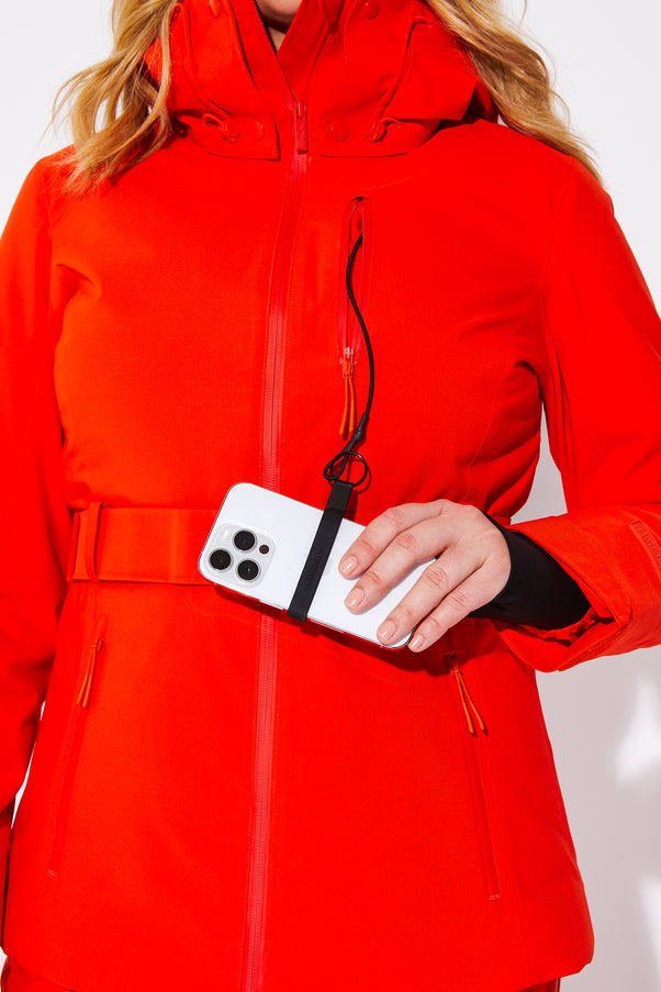 Woman wearing Spritz belted jacket