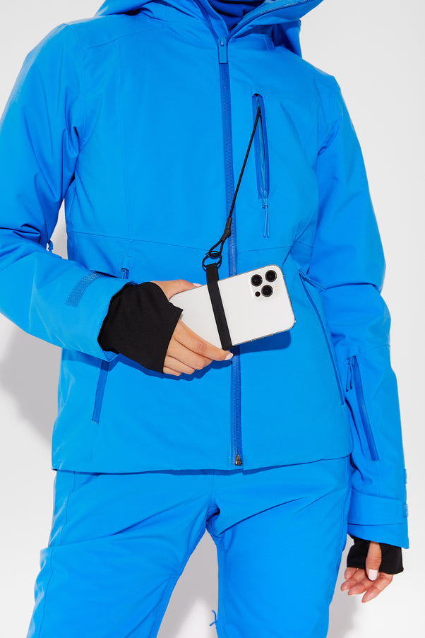 Woman wearing Blue Bird ski jacket
