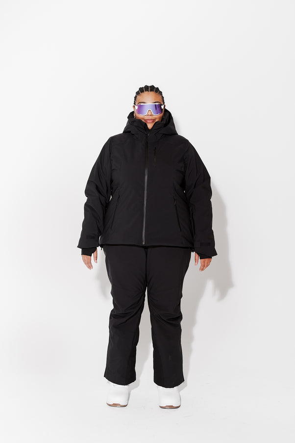 Woman wearing Black ski jacket