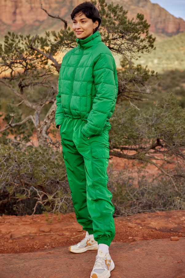 Woman Wearing Verdant Nellie Packable Puffer