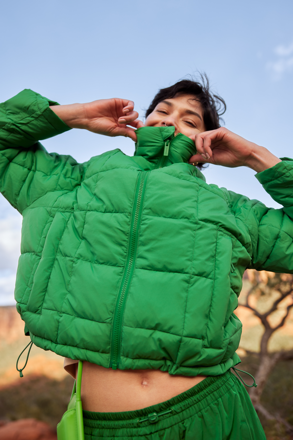 Woman Wearing Verdant Nellie Packable Puffer