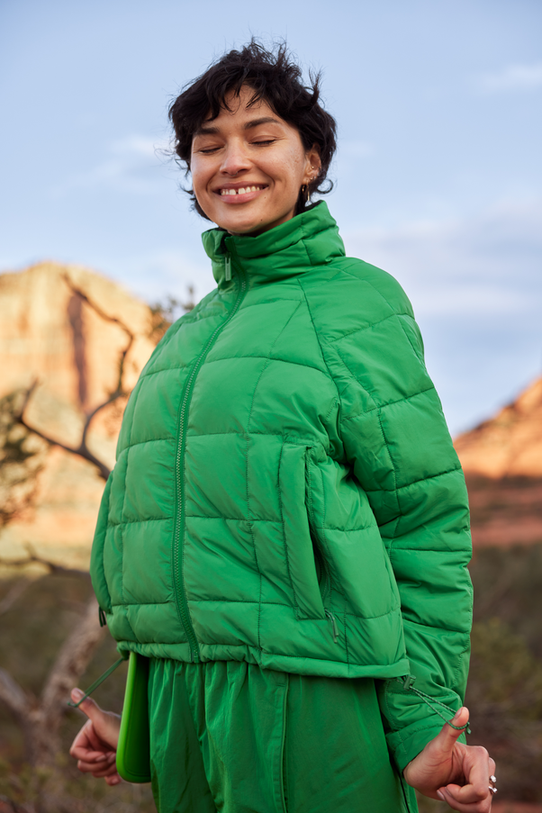 Woman Wearing Verdant Nellie Packable Puffer