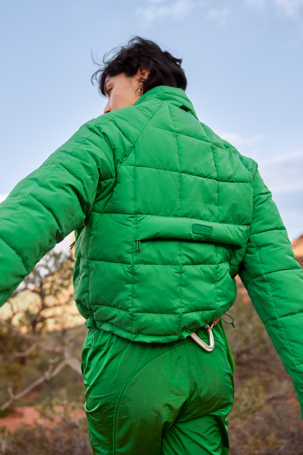 Woman Wearing Verdant Nellie Packable Puffer