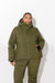 Woman wearing Olive ski jacket